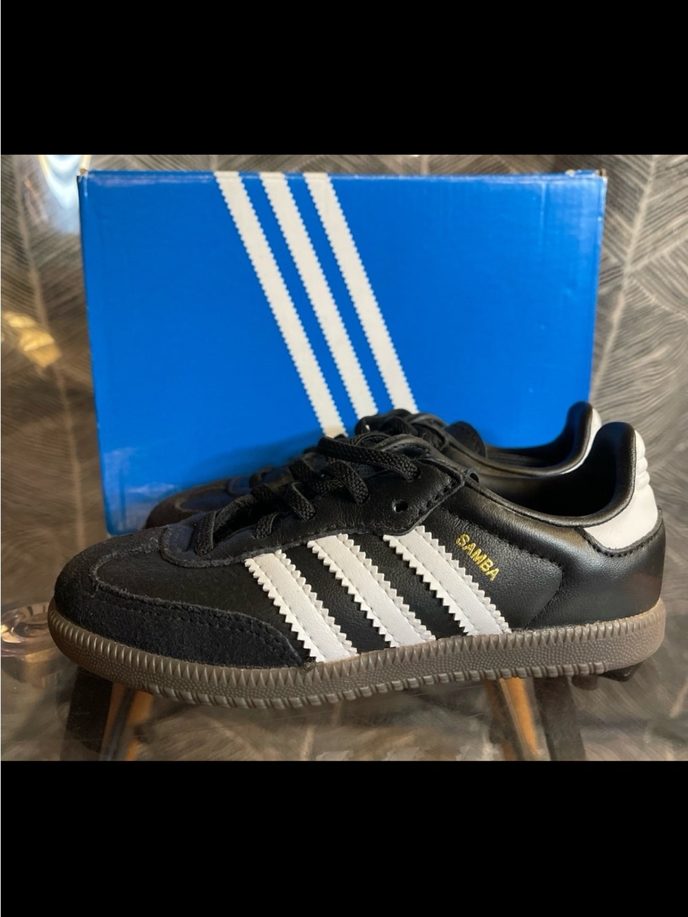 adidas Kids Samba Sneakers in Black, White, Gray
